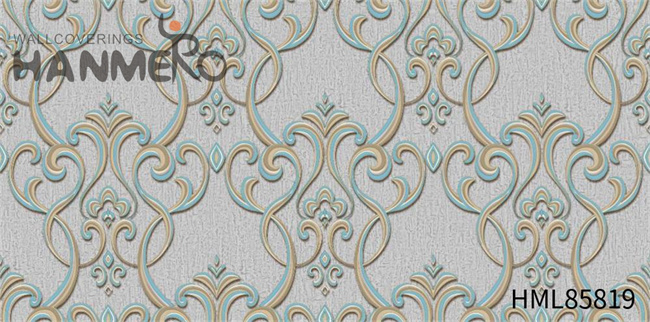 HANMERO latest bedroom wallpaper designs Scrubbable Damask Embossing European Saloon 1.06*15.6M PVC