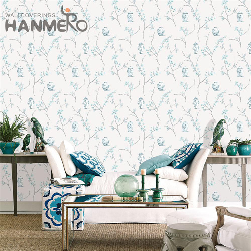 HANMERO Plain paper wallpaper shop online Flowers Flocking Pastoral Photo studio 0.53*10M Factory Sell Directly