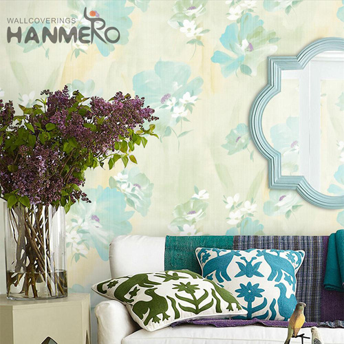 HANMERO Plain paper Factory Sell Directly 0.53*10M Flocking Pastoral Photo studio Flowers decorative paper for walls