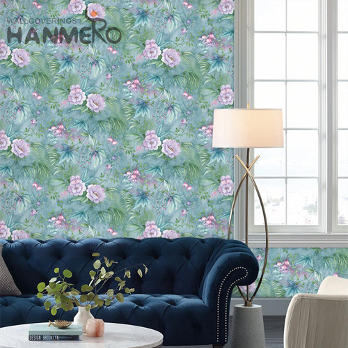 HANMERO Plain paper Photo studio Flowers Flocking Pastoral Factory Sell Directly 0.53*10M wall wallpaper for bedroom