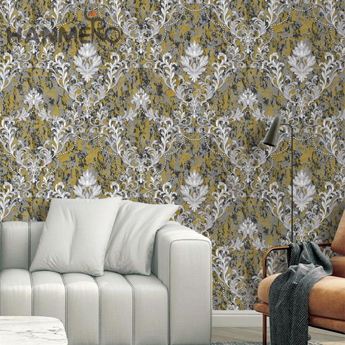 HANMERO wallpaper room design Exporter Damask Embossing European Restaurants 1.06*15.6M PVC