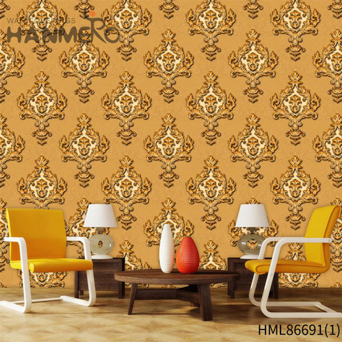 HANMERO Imaginative PVC 0.53*9.5M cheap prepasted wallpaper European Household Flowers Embossing