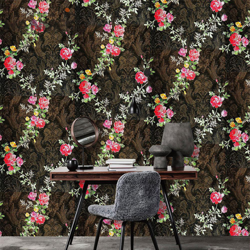 HANMERO PVC Factory Sell Directly Damask Embossing European Restaurants design wallpaper for walls 0.53*9.5M