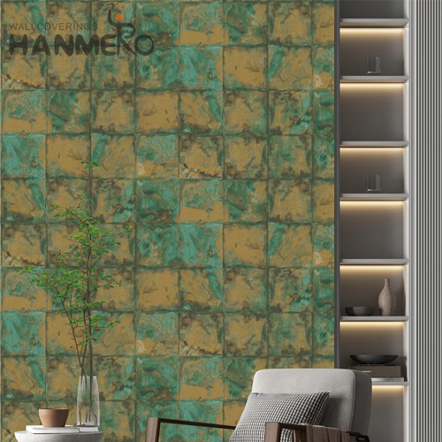HANMERO PVC Scrubbable 0.53*10M Embossing Pastoral Living Room Geometric wallpaper photos