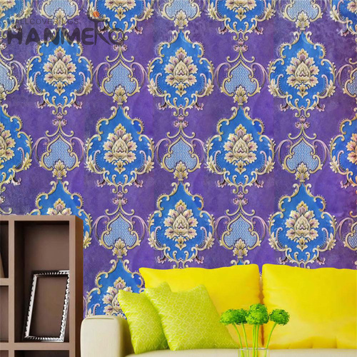 HANMERO PVC Professional Supplier Flowers Embossing European Saloon wallpaper for bedroom wall 0.53*9.5M