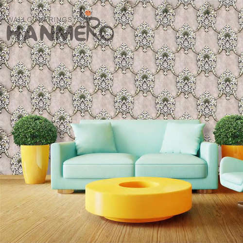 HANMERO Saloon Professional Supplier Flowers Embossing European PVC 0.53*9.5M wallpapers for home price
