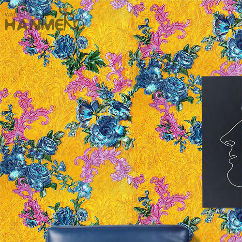 HANMERO European Professional Supplier Flowers Embossing PVC Saloon 0.53*9.5M buy bathroom wallpaper
