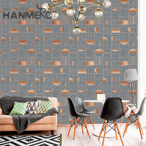 HANMERO Modern Professional Geometric Embossing PVC Lounge rooms 0.53M wholesale wallpaper