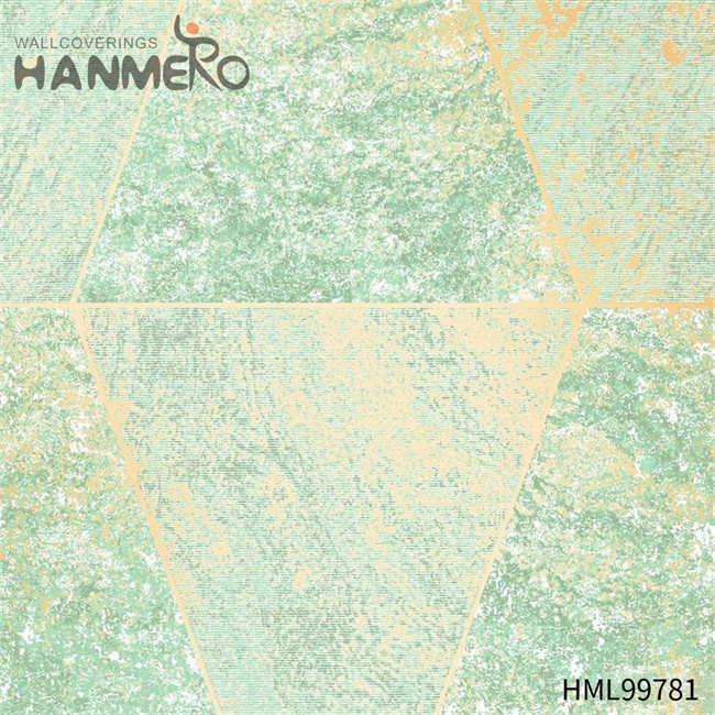 HANMERO Exporter PVC Gold Foil Geometric Embossing Restaurants 1.06*15.6M house of wallpaper Modern