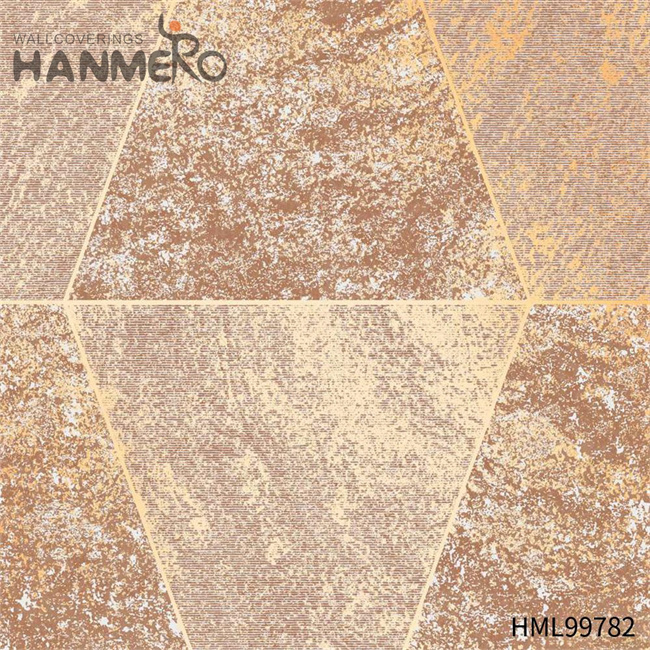 HANMERO Modern Restaurants 1.06*15.6M cheap living room wallpaper Exporter PVC Gold Foil Geometric Embossing