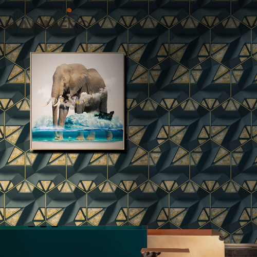 HANMERO PVC Simple 0.53*9.2M Embossing Classic Saloon Geometric decorative wallpaper for bedroom