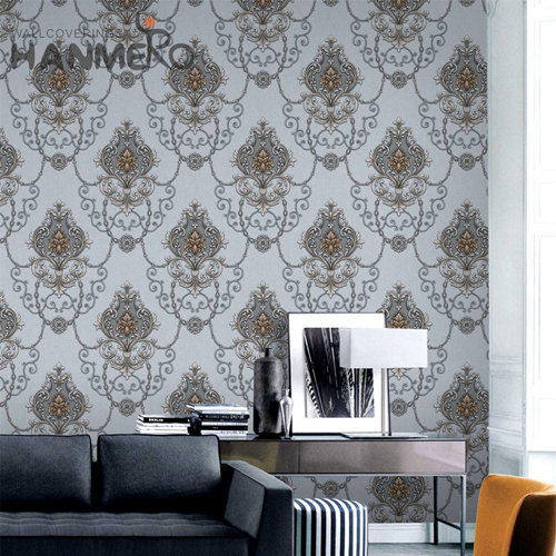HANMERO 1.06*15.6M Standard Flowers Deep Embossed European Sofa background PVC designing wallpaper patterns