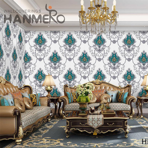 HANMERO PVC 1.06*15.6M Flowers Deep Embossed European Sofa background Standard wallpaper design house