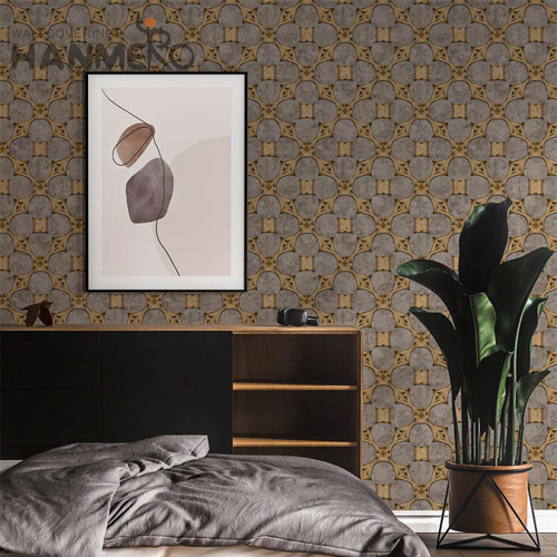 HANMERO PVC New Style Geometric Modern Embossing TV Background 0.53*9.2M design wallpaper online