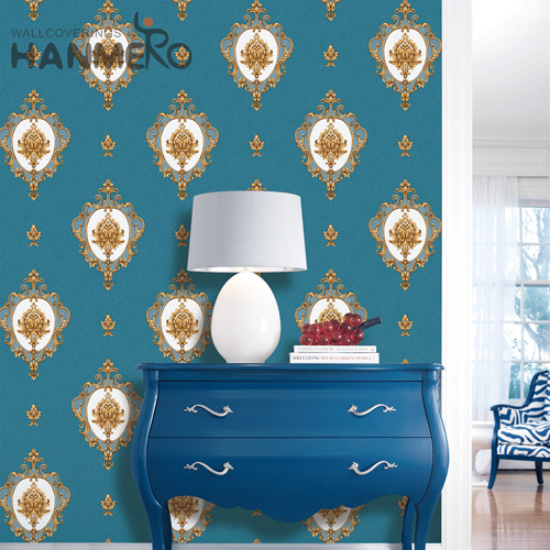 HANMERO 0.53*9.2M Cheap Damask Deep Embossed European Exhibition PVC wallpaper at home walls