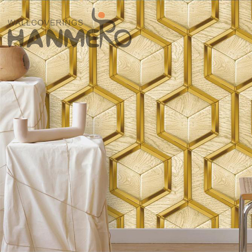 HANMERO PVC Unique Geometric decorating wallpaper Modern Saloon 0.53*9.5M Embossing