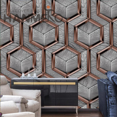 HANMERO PVC Unique Geometric Embossing wallpaper for walls online Saloon 0.53*9.5M Modern