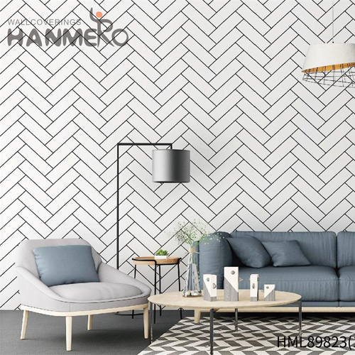 HANMERO Modern Best Selling Geometric Embossing PVC Lounge rooms 0.53*10M black and red wallpaper for walls