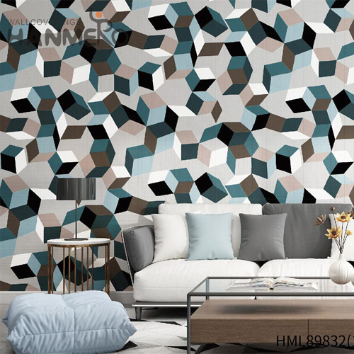 HANMERO PVC Best Selling Geometric Modern Embossing Lounge rooms 0.53*10M bedroom design wallpaper