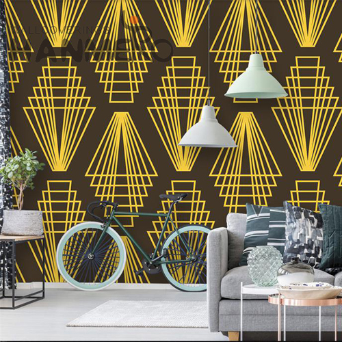 HANMERO PVC Wholesale Geometric prepasted wallpaper for sale Modern Church 0.53*9.5M Embossing