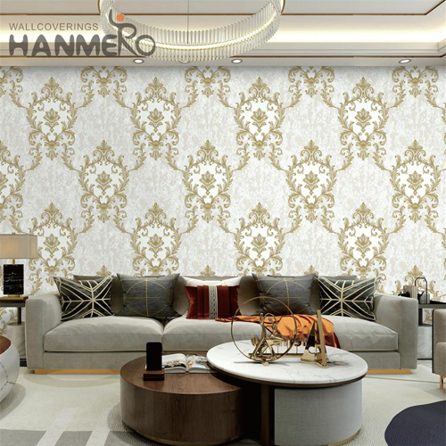 HANMERO PVC Best Selling Flowers Embossing European Hallways 0.53*10M wallpaper for walls