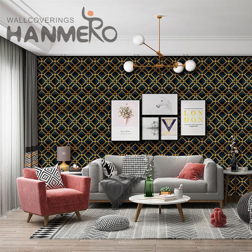 HANMERO PVC New Design Geometric Embossing wallpaper for bedroom walls designs Lounge rooms 0.53*9.2M Modern