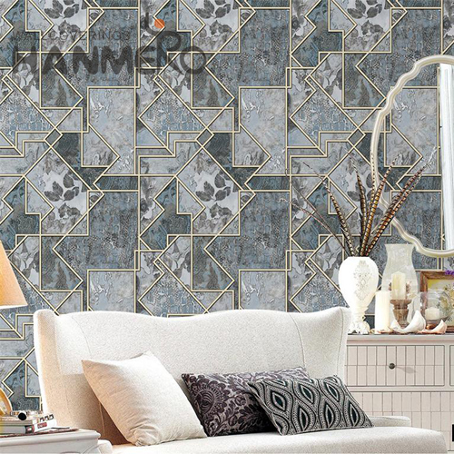 HANMERO PVC Affordable designer bedroom wallpaper Embossing Modern Theatres 0.53*10M Geometric