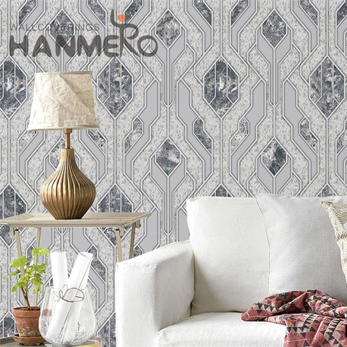 HANMERO PVC Affordable 0.53*10M Embossing Modern Theatres Geometric wallpaper for house price
