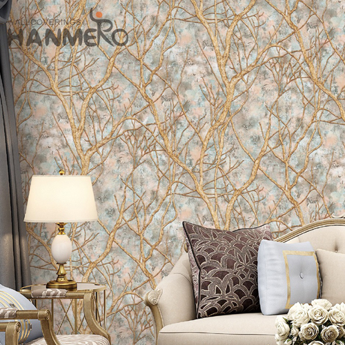 HANMERO PVC bedroom wallpaper ideas Geometric Embossing Classic Kids Room 0.53*10M Factory Sell Directly