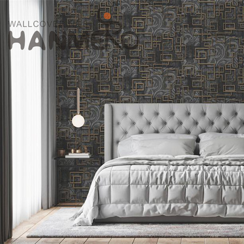 HANMERO PVC Removable Geometric Embossing Modern Bed Room wallpaper for bedroom 0.53*10M