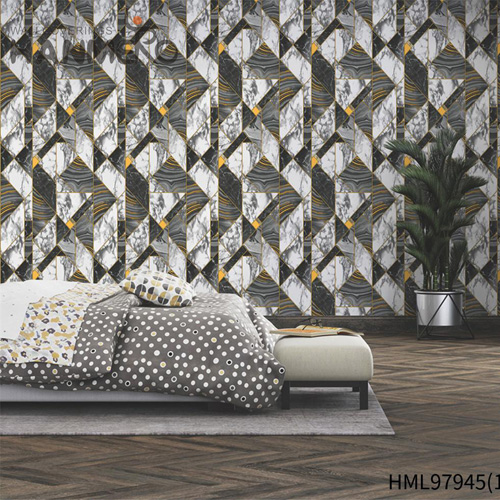 HANMERO PVC Removable Geometric Modern Embossing Bed Room 0.53*10M damask wallpaper for sale
