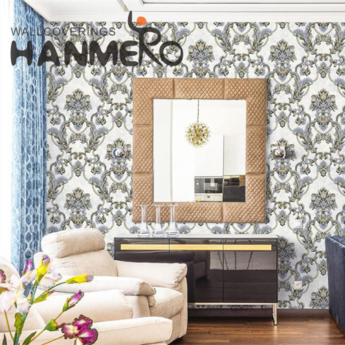 HANMERO PVC Simple Nightclub Embossing Pastoral Flowers 1.06M wallpaper in bedroom