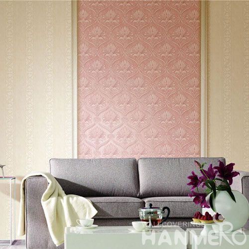 HANMERO Exported Modern Removable Silk Wallpaper Pink Color 0.53 * 10M Living Room Wallcovering Chinese Factory