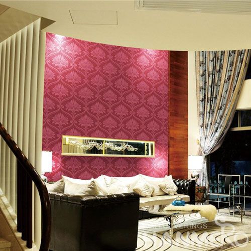 HANMERO Unique Bed Room Wall Decoration Silk Wallpaper Red Color Fancy Design 0.53 * 10M China Wallcovering Best