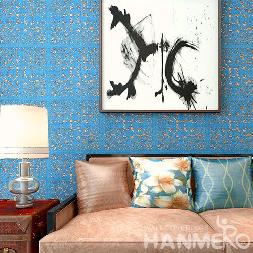 HANMERO Factory Price Unique Bronzing Blue Color Wallpaper 0.53 * 10M / Roll House Wallcovering New Arrival