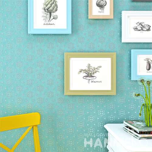 Hanmero Modern Non woven Paper Bronzing Wallpaper Rolls Blue Green