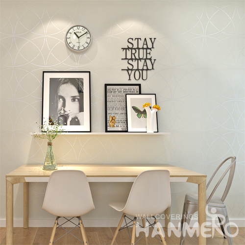 Hanmero 3D Solid Color Minimalist Non woven Paper Wallpaper Cream