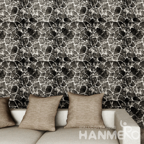 Hanmero Rural Style Imitation Marble Wallpaper Black