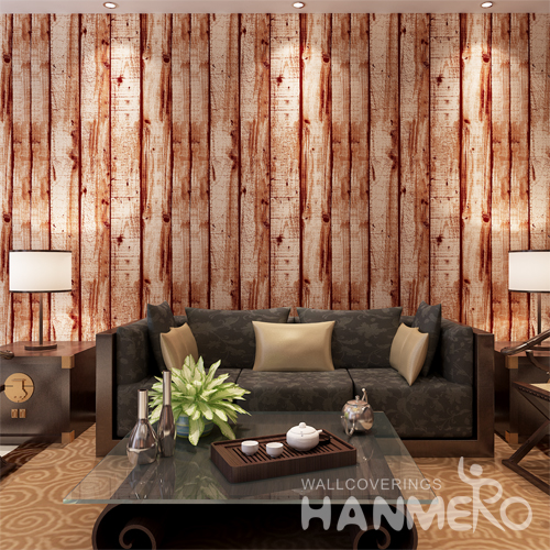 Hanmero PVC Imitation Wood Grain Looks Real Up Wallpaper