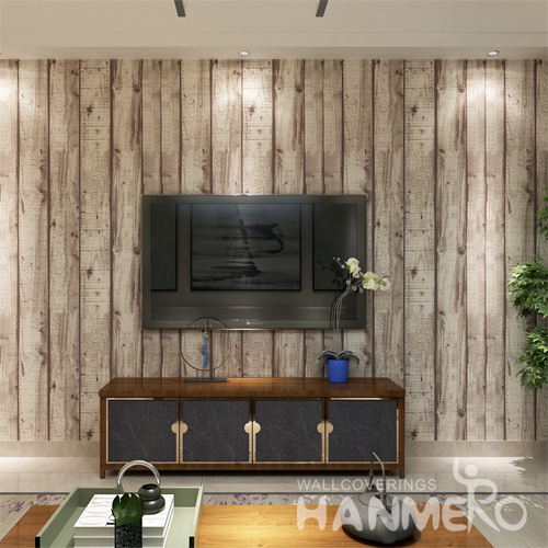 Hanmero PVC Imitation Wood Grain Looks Real Up Wallpaper