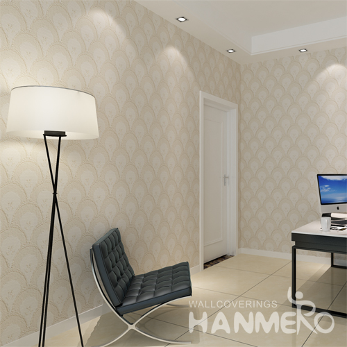 Hanmero PVC Embossed Textured Bedroom Wallpaper Beige