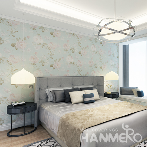 Hanmero Elegant PVC Floral Pattern Printed Removable Wallpaper