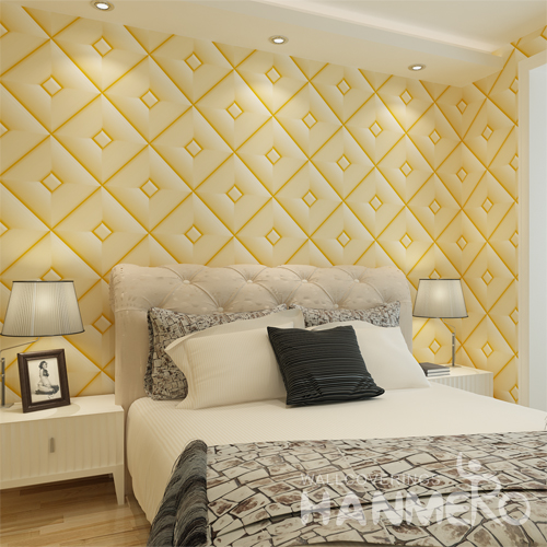 Hanmero Diamond Pattern PVC Vinyl Wallpaper Gold