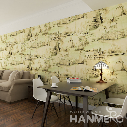 Hanmero Classical Old Castle PVC Historical Building Wallpaper