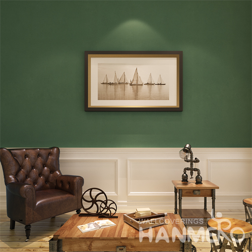 Hanmero Vintage Solid Nonwoven Wallpaper Roll Green