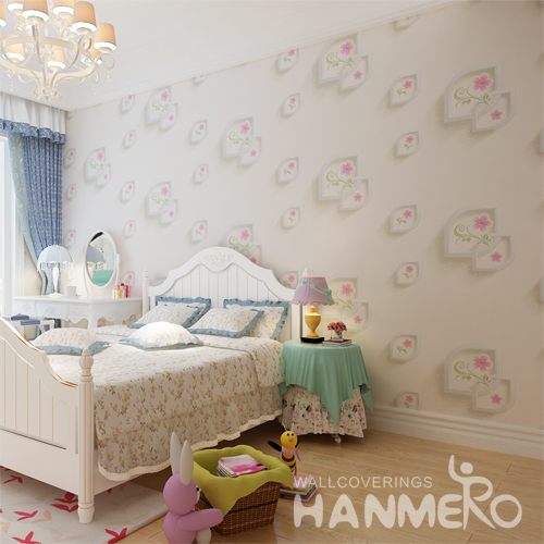 Hanmero Elegant 3D Ceramic Flower Non woven Wallpaper Creamy White