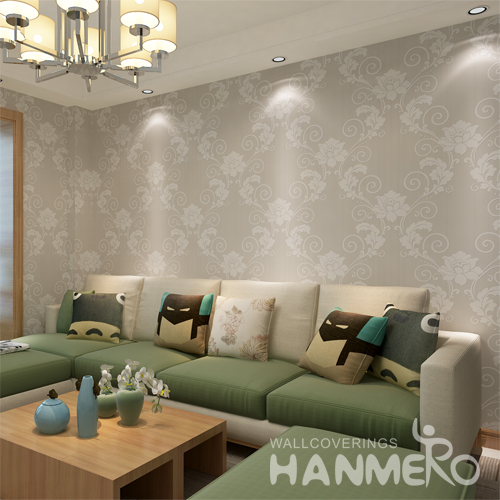 Hanmero Flower Rattan Embossing Non woven Fabrics Wallpaper Gray