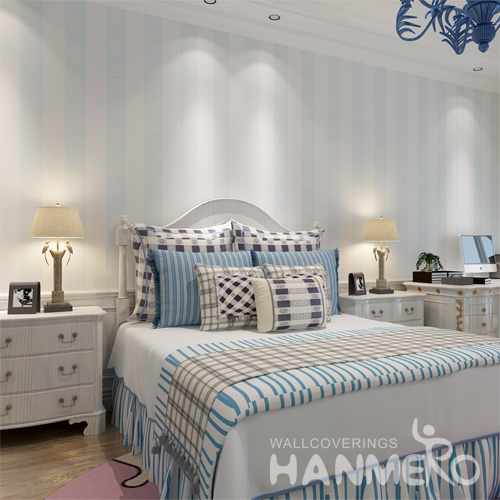 Hanmero Flower Foaming Non woven Fabrics Wallpaper Rolls Light Blue