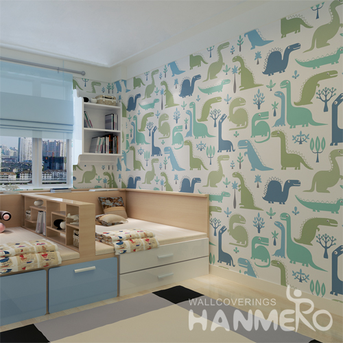 Hanmero Vivid Cartoon Art Dinosaur World Decor Non woven Fabrics Wallpaper