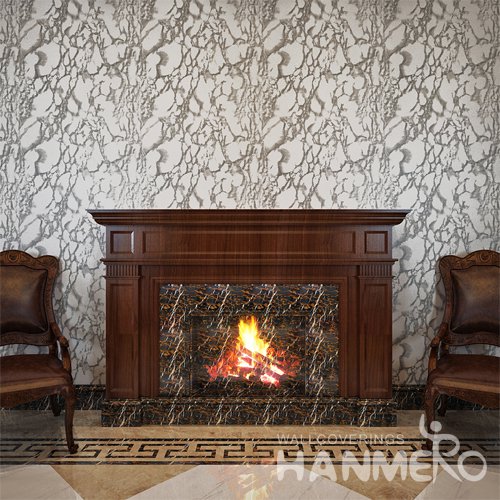 HANMERO Modern White Grey Vinyl Film Imitation Marble Gloss Granite Peel and Sticker Wallpaper